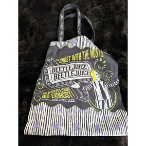 BEETLEJUICE Logo Bag PURSE Ghost With The Most MOVIE Sand worms TOTE 12x15